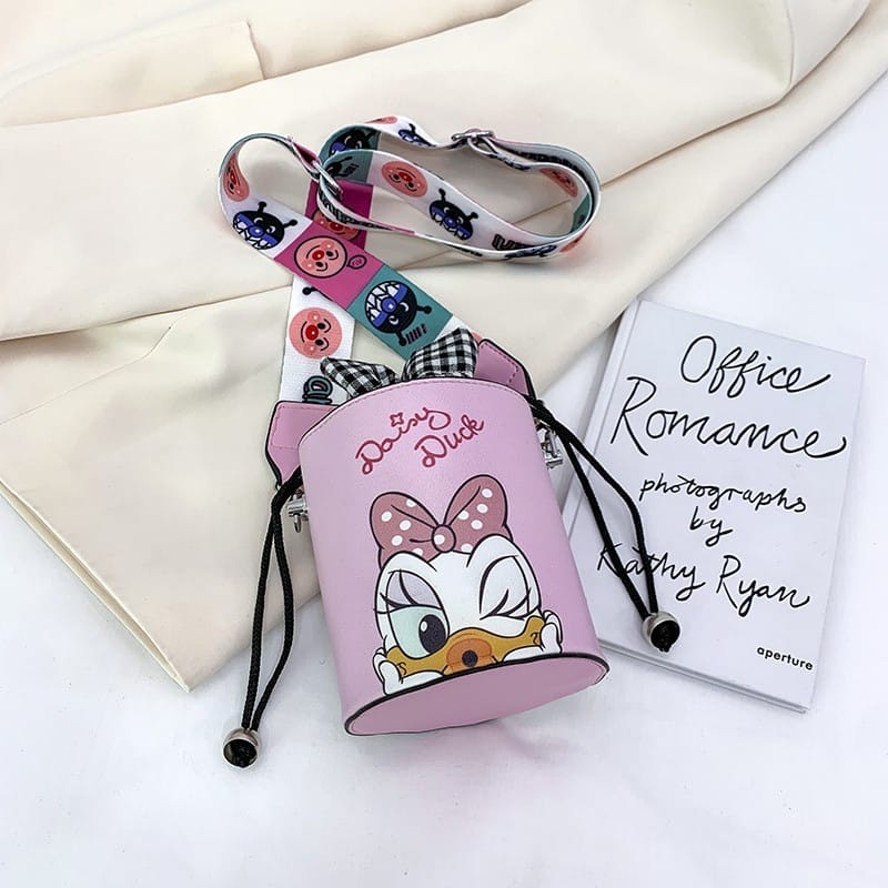 TFT AX292243 B2243 E4354 T29 ST (1 KG MUAT 4) Tas Selempang Anak Lucu DONALD/MINNIE/KOTAK/BULAT/MICKEY DAISY MOTIF Gambar Karakter Fashion Wanita TAS PINK STABBY