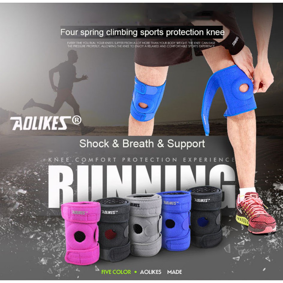 Aolikes 4 Spring Adjustable Sports Leg Knee Patella Support Knee Pad 7912