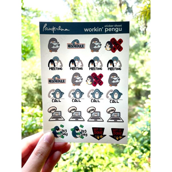 

Sticker Sheet : Workin pengu (stiker deco, vinyl, waterproof)