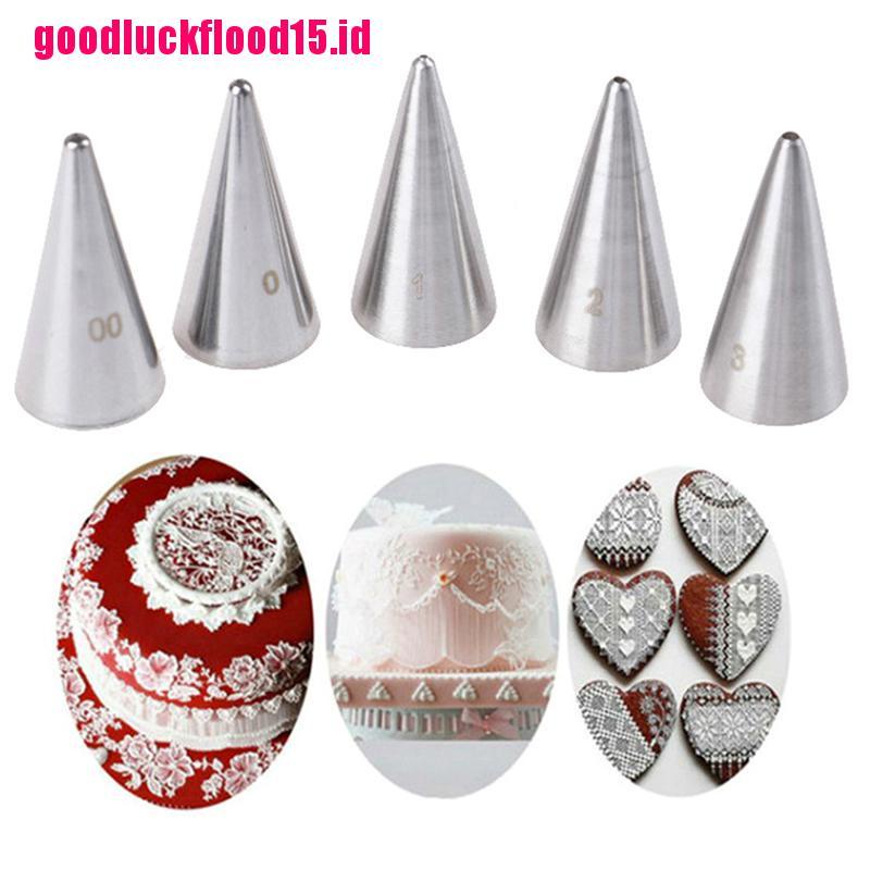 (LUCKID) 5pcs / Set Spuit Piping Icing Bentuk Bulat Untuk Dekorasi Kue / Pastry