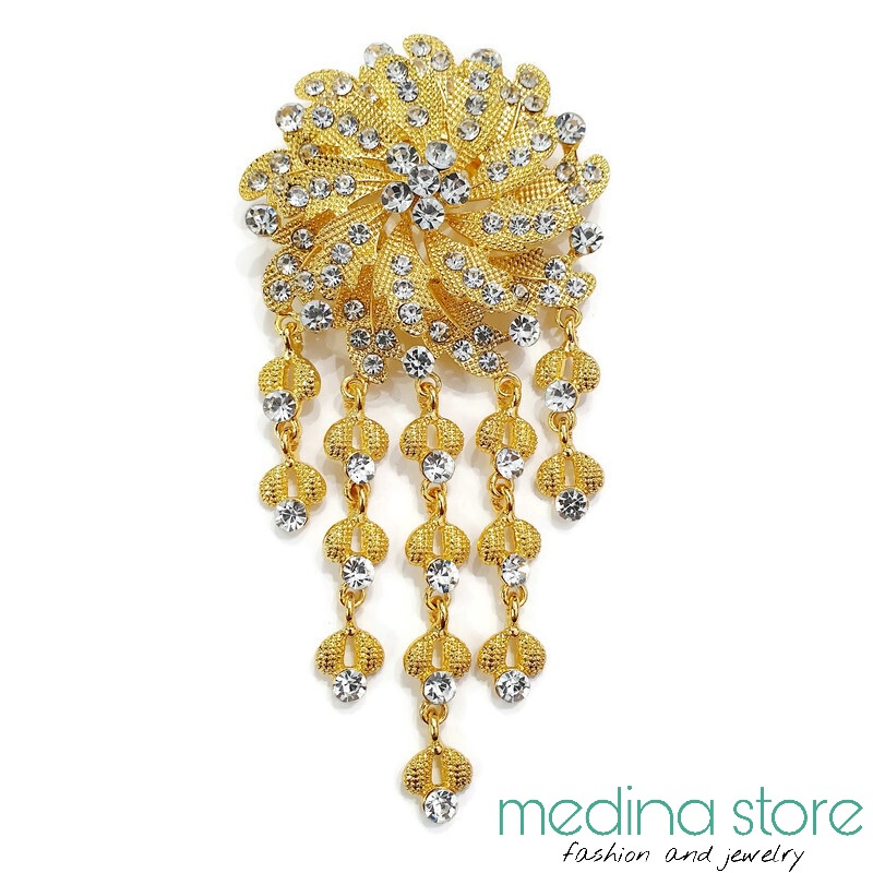 Bros Kebaya Mewah/Bros Besar Elegant/Bros Jurai/Bros Cantik Mewah Murah/Bros Permata Mawar-New E - Gold