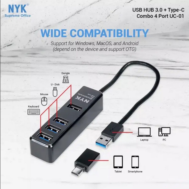 USB HUB 3.0 Type-C Combo 4 Port UC-01 NYK original