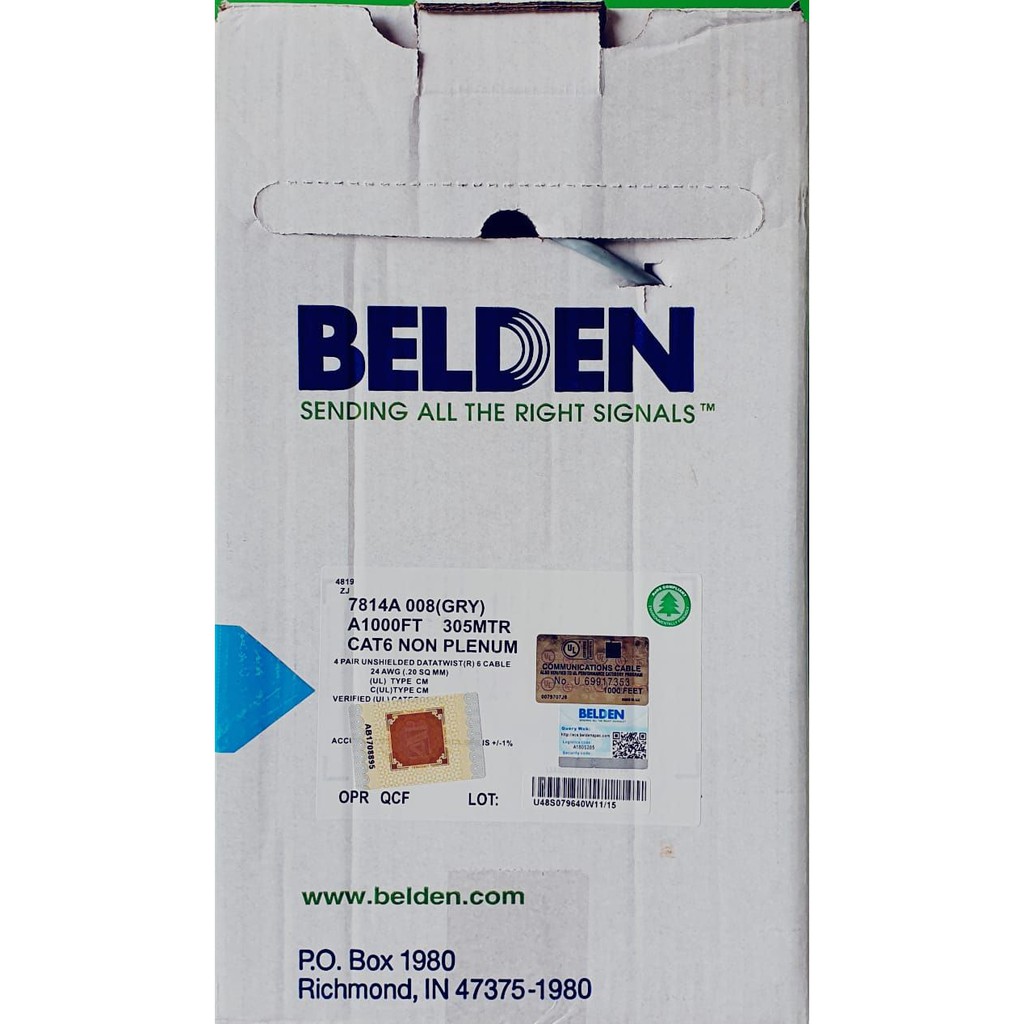 Kabel lan belden Usa utp cat6 305m 7814a original - Cable internet rj45 roll cat 6 305 meter