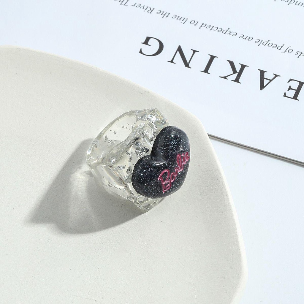 Rebuy Resin Cincin Kepribadian Lucu Huruf Hati Kartun Korea Perhiasan Fashion