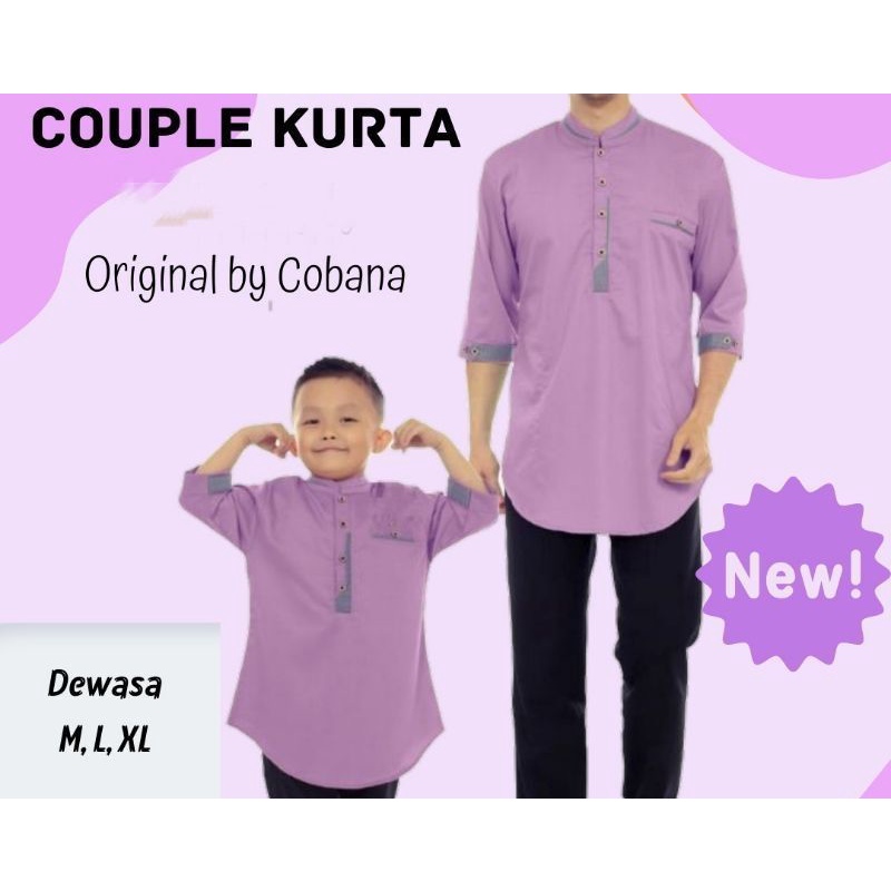 qurta couple kekinian, bahan toyobo warna lilac