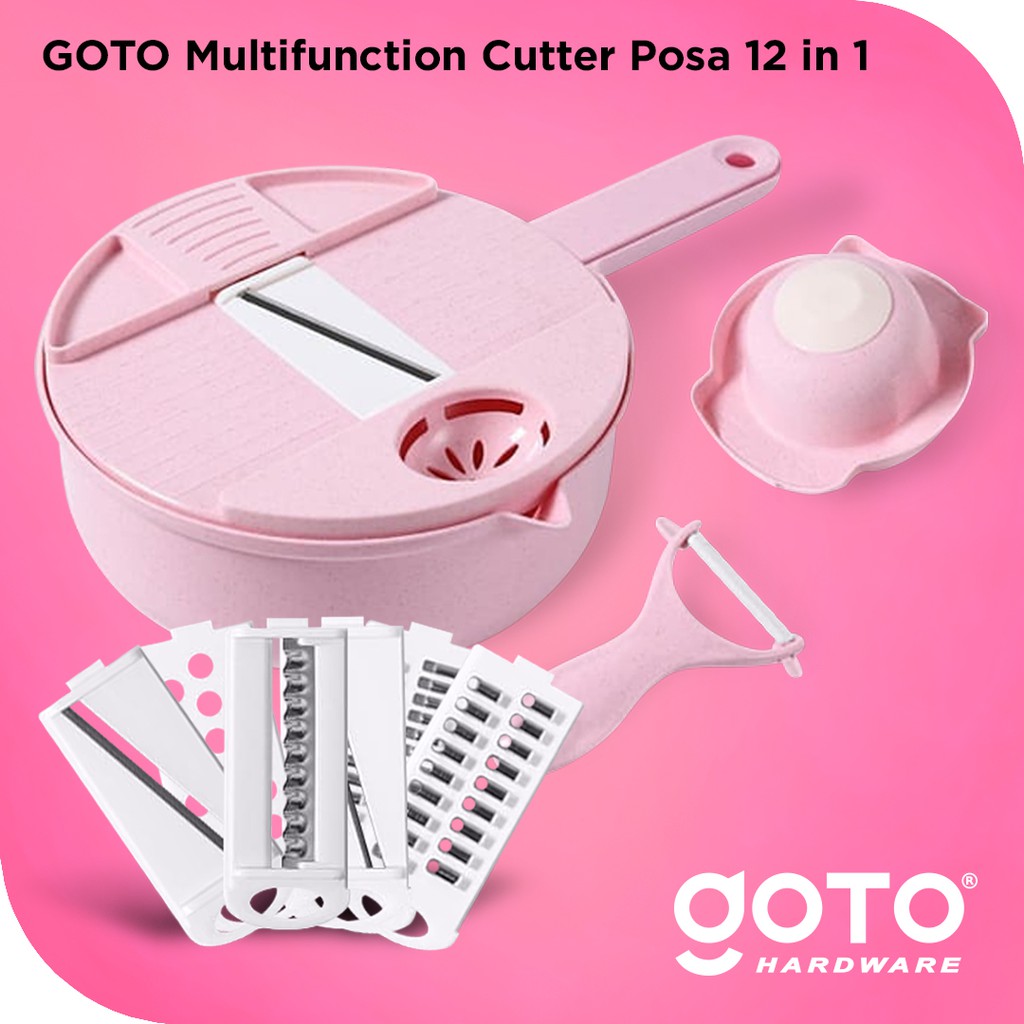 Jual Goto Posa 12 in 1 Multifunction Cutter Peeler Pemotong Sayur Buah Parutan Serbaguna Indonesia|Shopee Indonesia