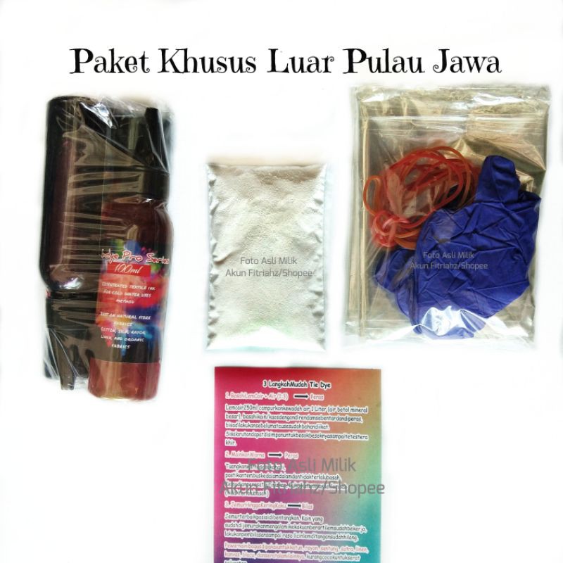 4 Warna Tie Dye @250ml Pro series Tiedye Kit pewarna tekstil kain kaos diy jumputan shibori remasol