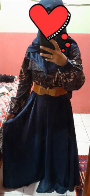 Couple Gamis Batik Putri Malu Kombinasi, Sarimbit Batik