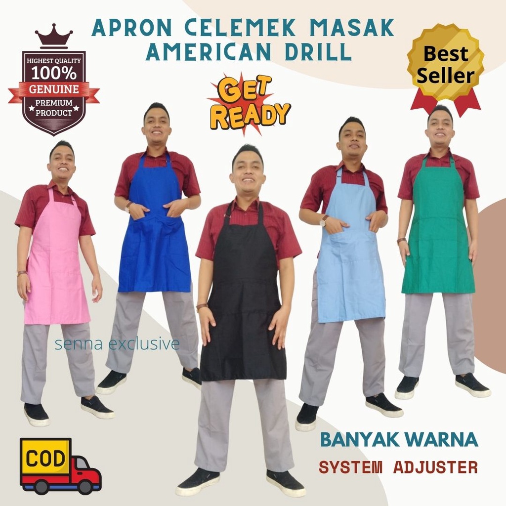 APRON Celemek Masak Drill Tebal Murah Apron Barista Chef Ready Stock Terlaris