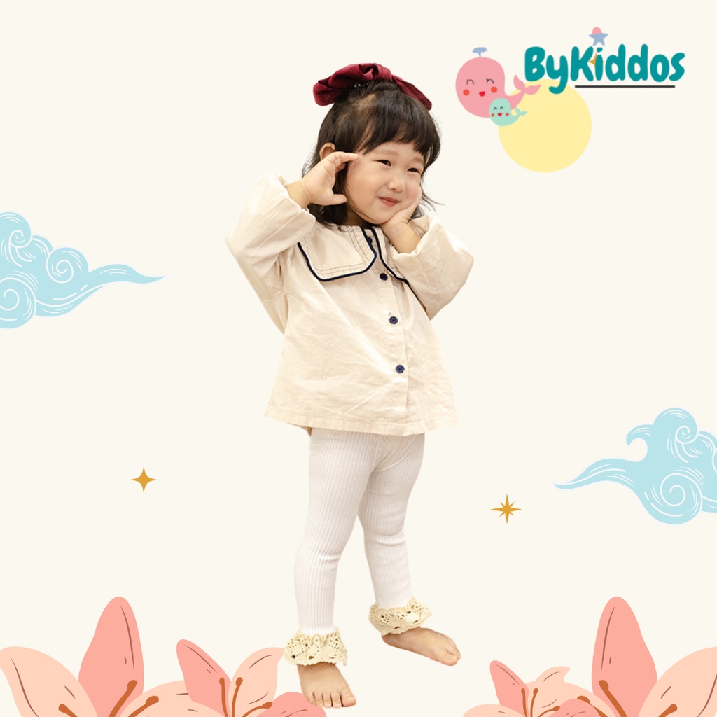 ByKiddos - Celana Legging Anak Perempuan Import / Legging Bergaris Vertical Anak Perempuan Motif Pita