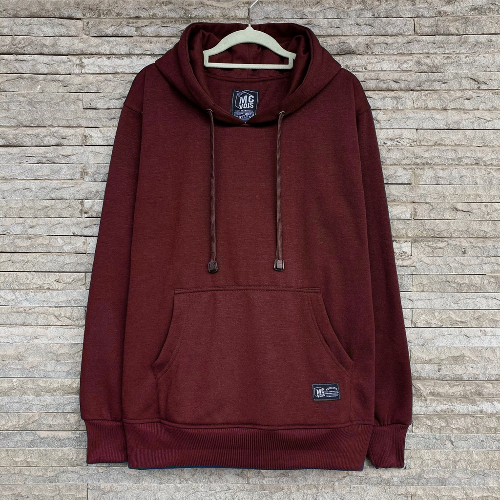Hoodie Polos Mcvois Pria Wanita Premium Distro-Fleece Maroon