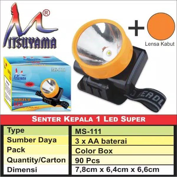 Lampu Senter Kepala MITSUYAMA MS-111 Headlamp LED Super Terang Highlight