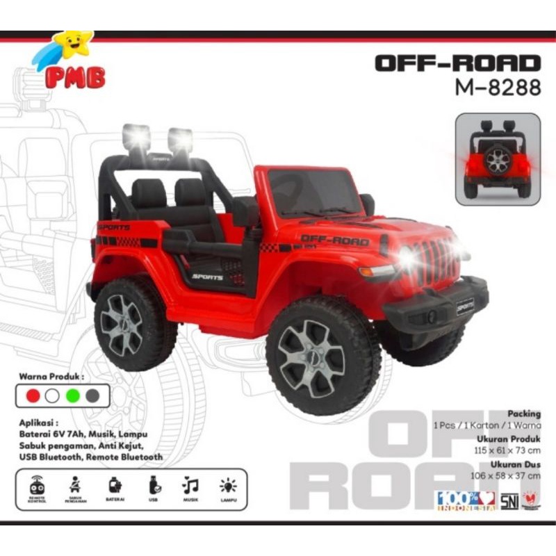 Mainan mobil aki anak Jeep PMB M 8288 ( Remote )