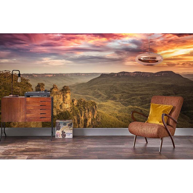 3D WALLPAPER CUSTOM WALLBANNER DINDING Spektakuler 3D, Hutan, Gunung, Wallpaper Pemandangan