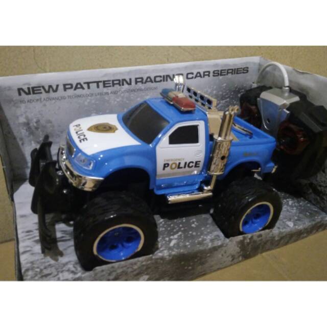 Mainan Mobil RC Jeep Police Truck Super power Biru