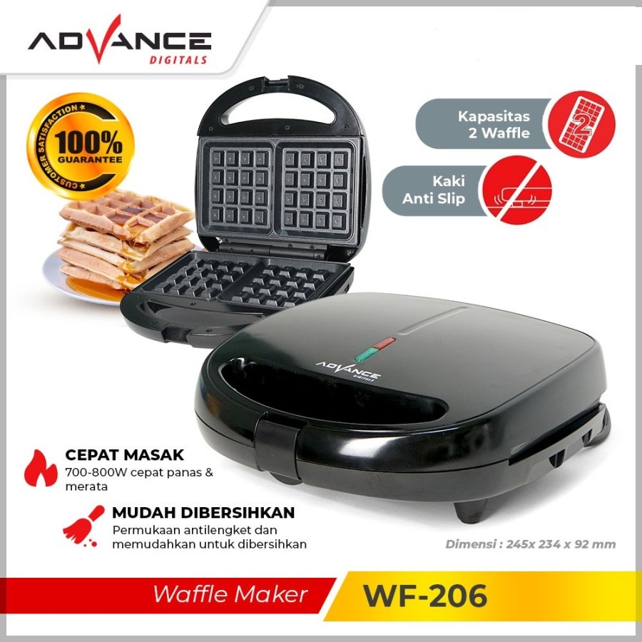 Pemanggang Roti Waffle 2 Lapis Advance WF-206 Waffle Maker WF 206 Pemanggang Cetakan Kue Roti Waffle Maker Toaster Ori