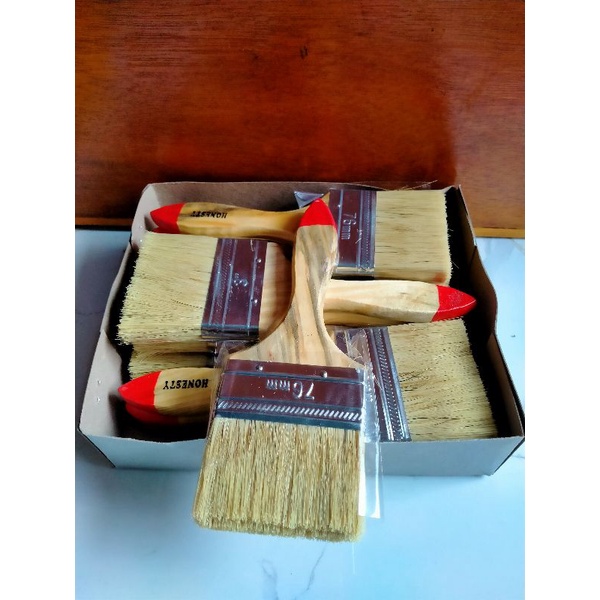 kuas cat 3 inchi 1box 12pcs kuas gagang kayu 1lusin