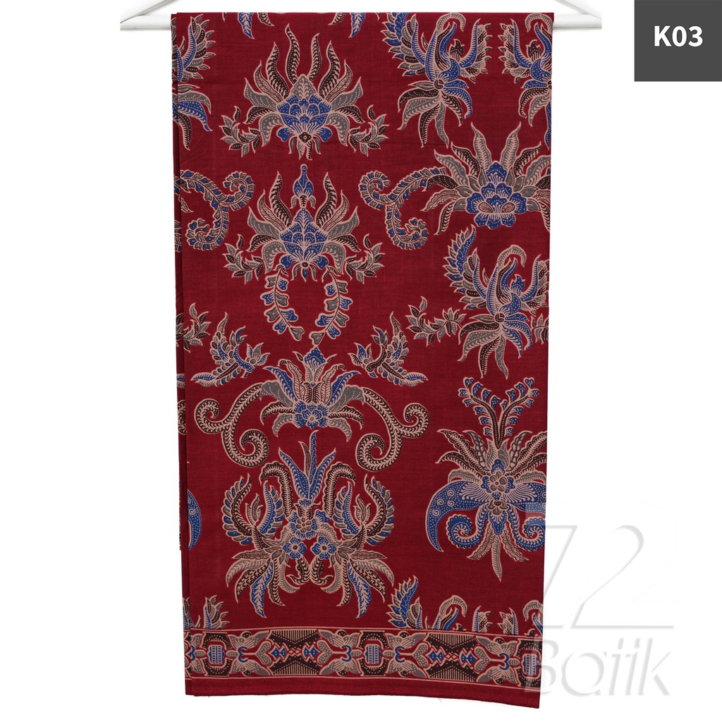 KAIN BATIK PREMIUM Bahan Katun Motif Kembang Puspo Warna Hitam Item Merah 728356 Cap 72 Jarik Jarit Samping Kebat Panjang Batik Katun Modern Premium Bahan Seragam Batik Pernikahan Kantor Keluarga Murah Kamen Jadi Batik Bali Lembaran