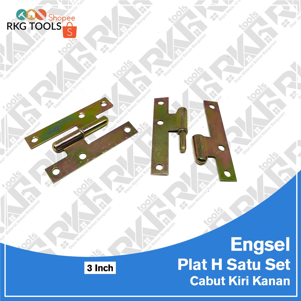 Engsel Plat H Per Set Copot Cabut 3 Inci l Kiri Kanan 