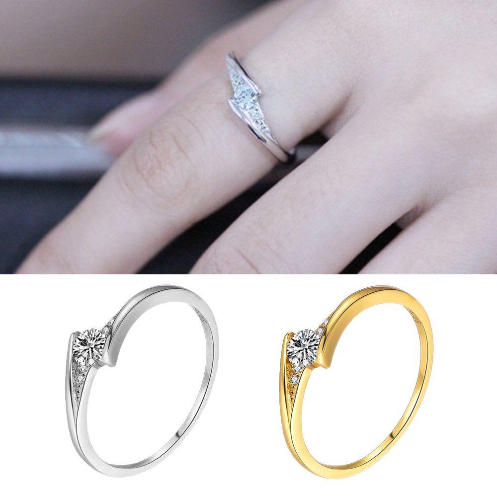 Cincin Kawin Berlian Nanas Mode Baru Emas &amp; Perak Klasik Alloy Ladies Ring