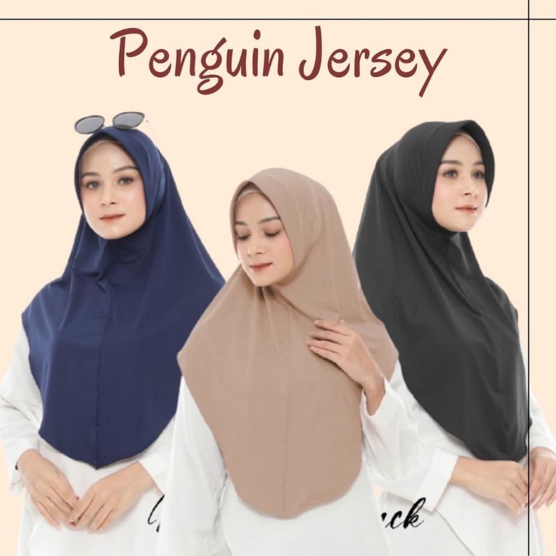 Jilbab bergo hamidah Jersey / jilbab sport / Hijab Instan Jersey pinguin