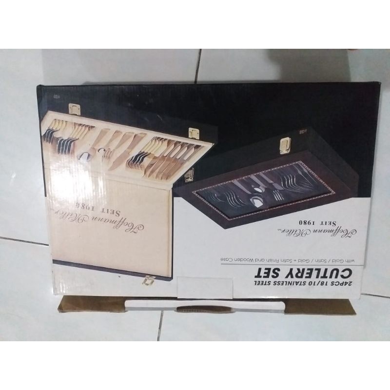 obral murah sendok garpu Cutlery set STAINLESS ISI 24 Pcs merk HOFFMAN MILLER asli.