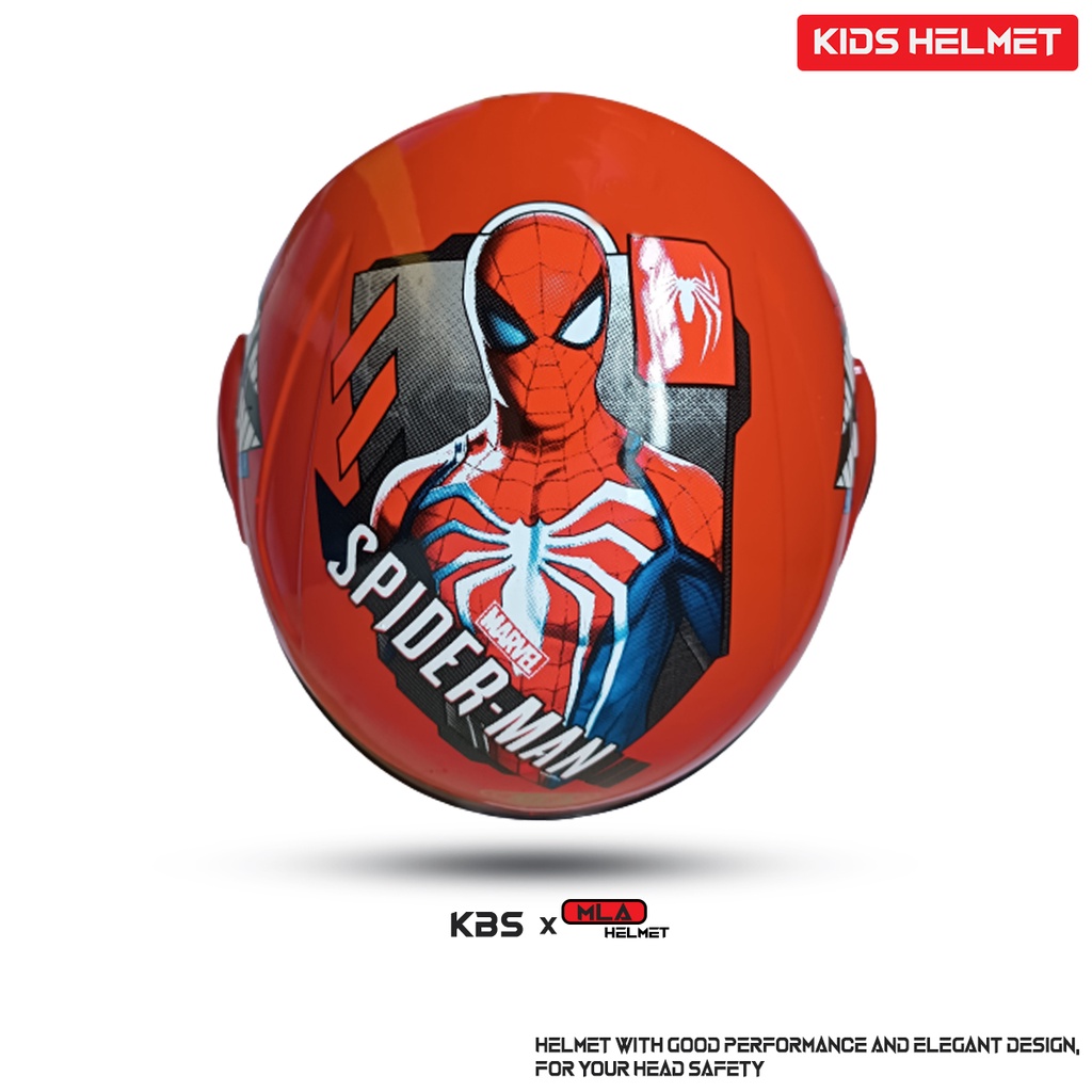 Helm Half Face Anak Junior KBS x MLA Motif Spiderman Untuk Usia Anak 3-7 tahun COD