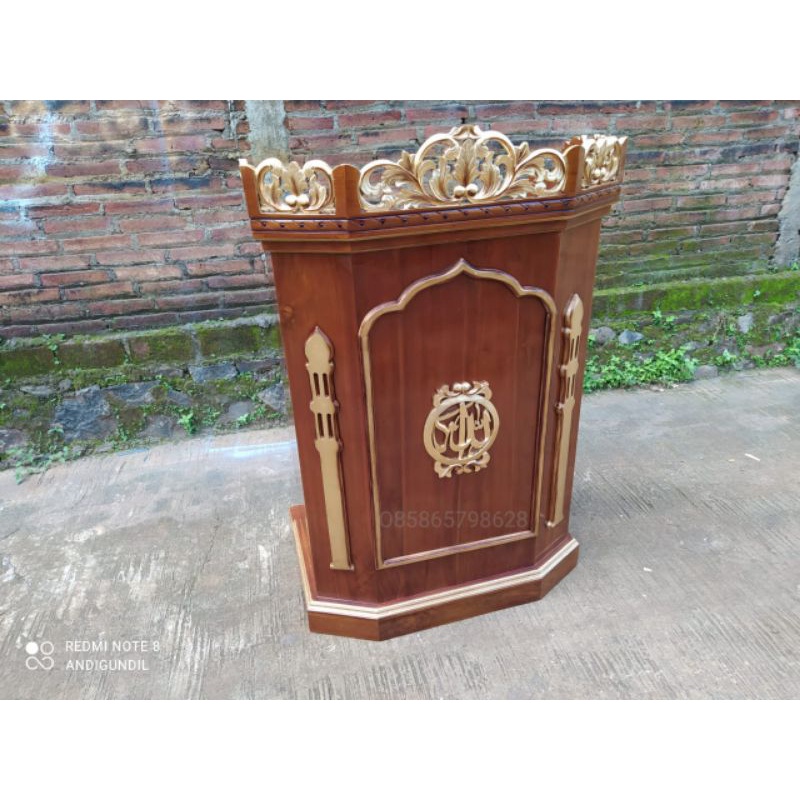 mimbar podium musholla Mimbar masjid ukiran Jepara meja pidato jati mimbar ukiran Jepara jati mimbar