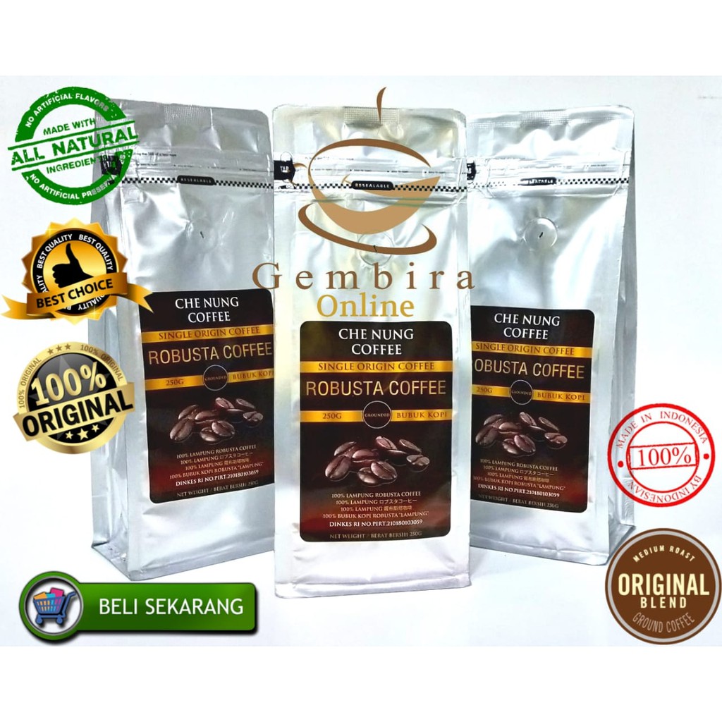 Kop   i Robusta Kopi Lampung 100% Murni 250 Gr Bubuk Tanpa