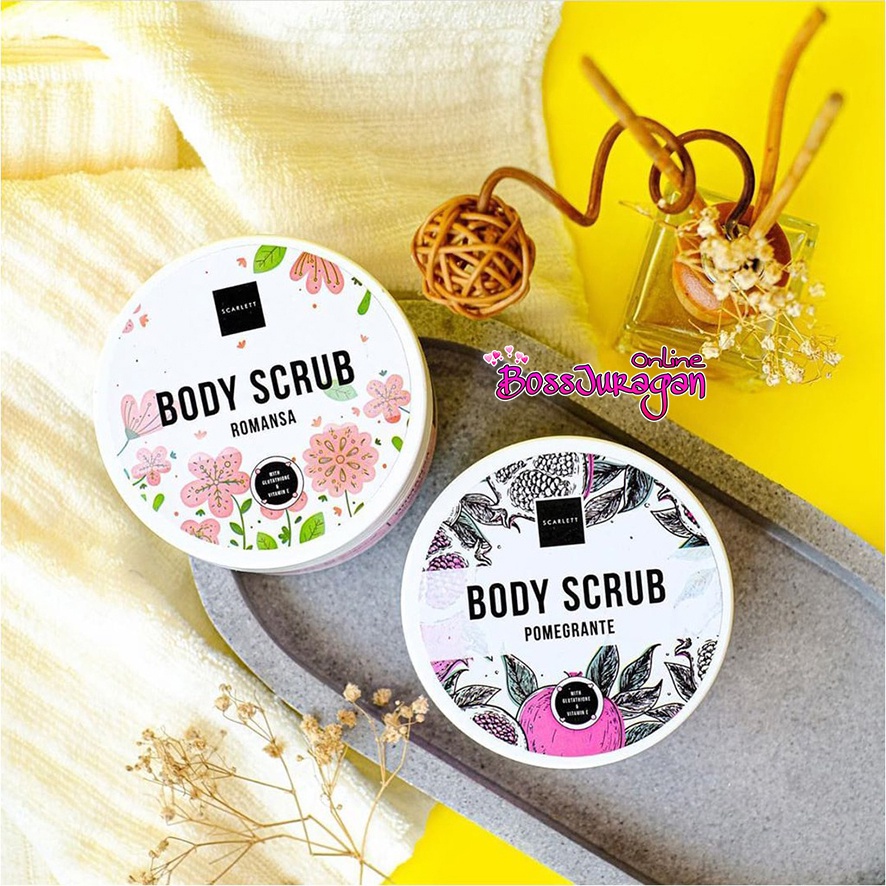 (BOSS) ( RA/POM/COFFEE) BODY SCRUB SCARLETT ROMANSA /POMEGRANTE - SCARLETT ROMANSA &amp; POMEGRANTE LULUR SCRUB