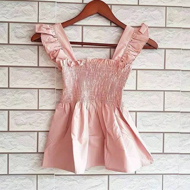 Tank top berkerut pink