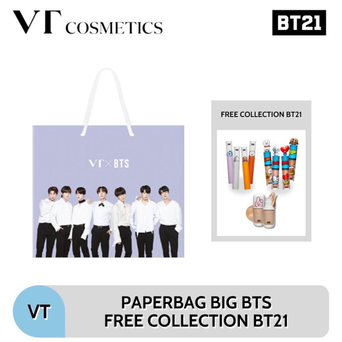

(TERLARIS) [PAPERBAG UNGU BTS BIG SIZE] FREE COLLECTION VT COSMETICS X BT21