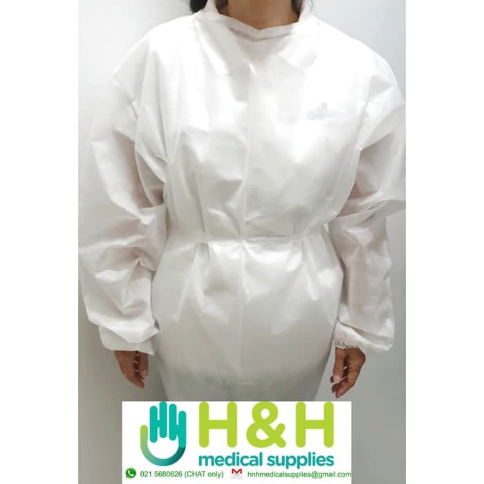 Surgical Gown Putih /Surgical Blouse/Apron Lengan Panjang/Baju Hazmat/APD/Coverall Putih