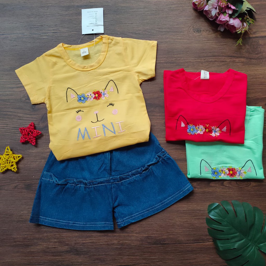 setelan celana baju anak perempuan import minnie 1/2tahun - 3tahun