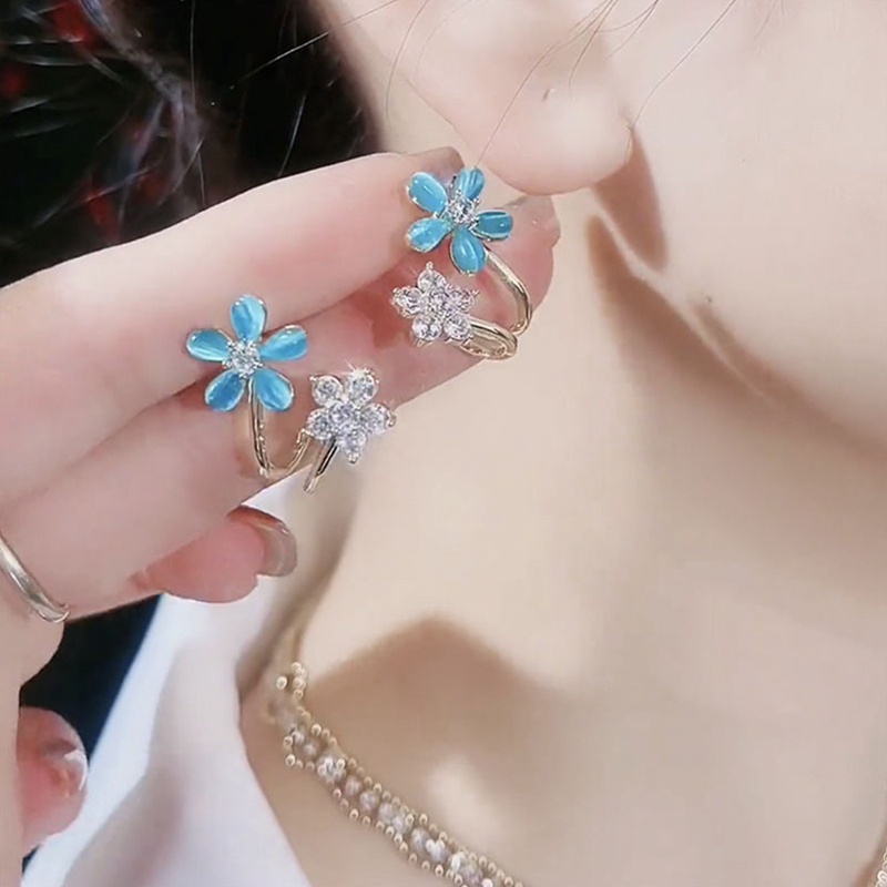 Anting Stud 925 Silver Kristal Mutiara Bentuk Bunga Gaya Korea Untuk Wanita