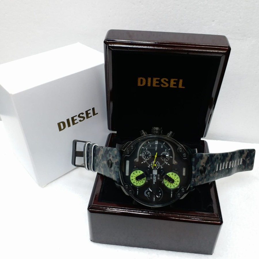 Best Sale Jam Tangan Diesel Four Time Black Camo Leather Garansi 1th