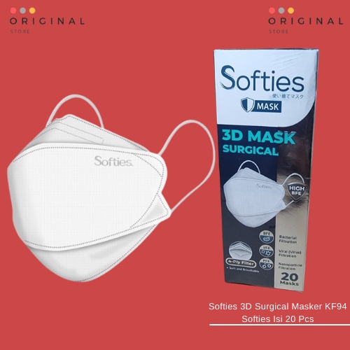 Softies 3D Surgical Mask Masker KF94 Softies Isi 20pcs