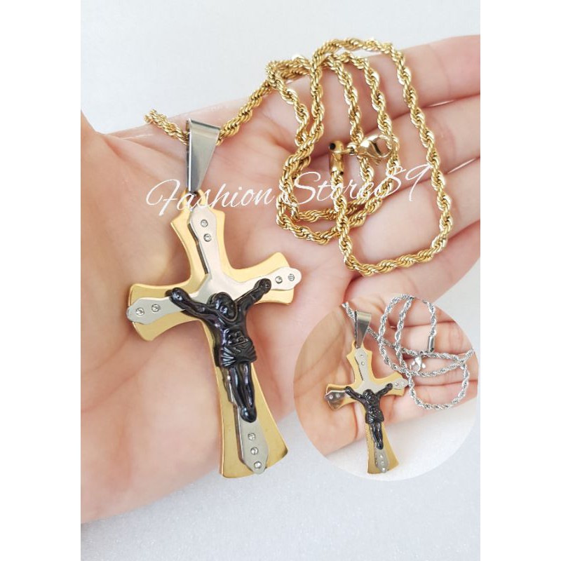 New import kalung Titanium salib Jesus kalung Fashion rohani Anti Karat Import bestquality Antikarat