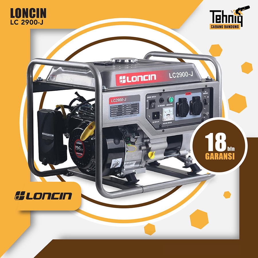 Generator Genset Listrik Bensin Portabel LONCIN LC 2900-J Kapasitas 2000 Watt