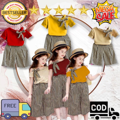 VISION ONLINE [GRATIS ONGKIR BISA COD] SETELAN MONICA// SATU SETELAN ANAK PEREMPUAN 1_2 TAHUN MODEL KOREA STYLE FASHION BAYI IMPORT LUCU// BAJU BAYI ANAK PEREMPUAN 1 2 3 4 5 TAHUN// KAOS ANAK CEWEK MURAH KEKINIAN TERBARU 2021// CELANA KULOT PANJANG ANAK