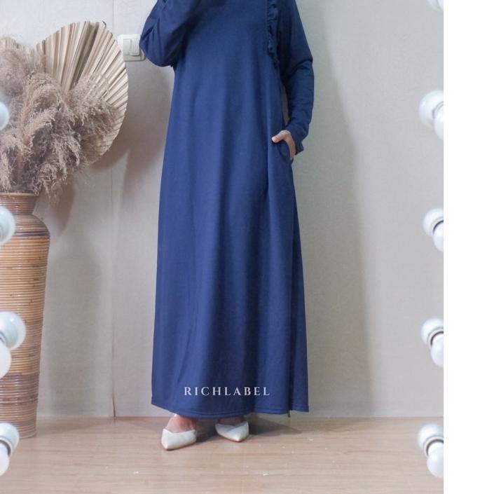 Kekinian Dress Gamis Menyusui Bukaan Samping Bahan Babyterry  - BUSUI FRONT RUFFLE ~