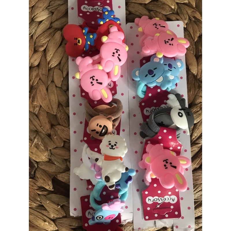 IKAT RAMBUT DONAT BTS BT21 / KARET RAMBUT KARAKTER KOREA/ Kuncir rambut BTS DAPAT 2 PCS