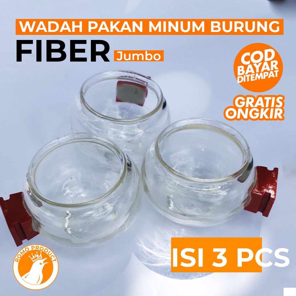 CEPUK JUMBO WADAH PAKAN MINUM BURUNG BENING FIBER ISI 3