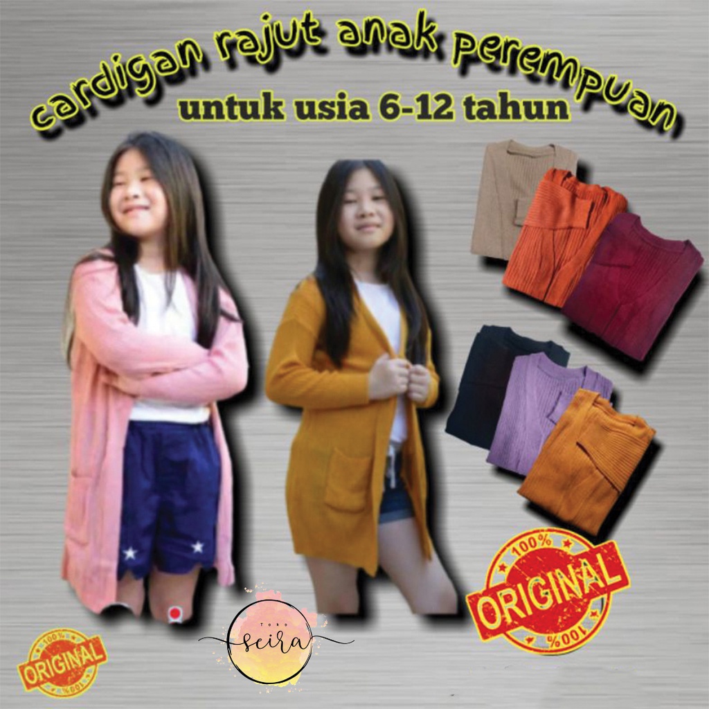 [BISA COD] Kardigan Rajut Anak 6 - 12 Tahun / Long Cardigan Belle Anak / Long Cardi Anak Rajut