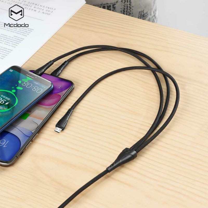 MCDODO Kabel Charger 3 in 1 Type C+Lightning+Micro USB 1.2M