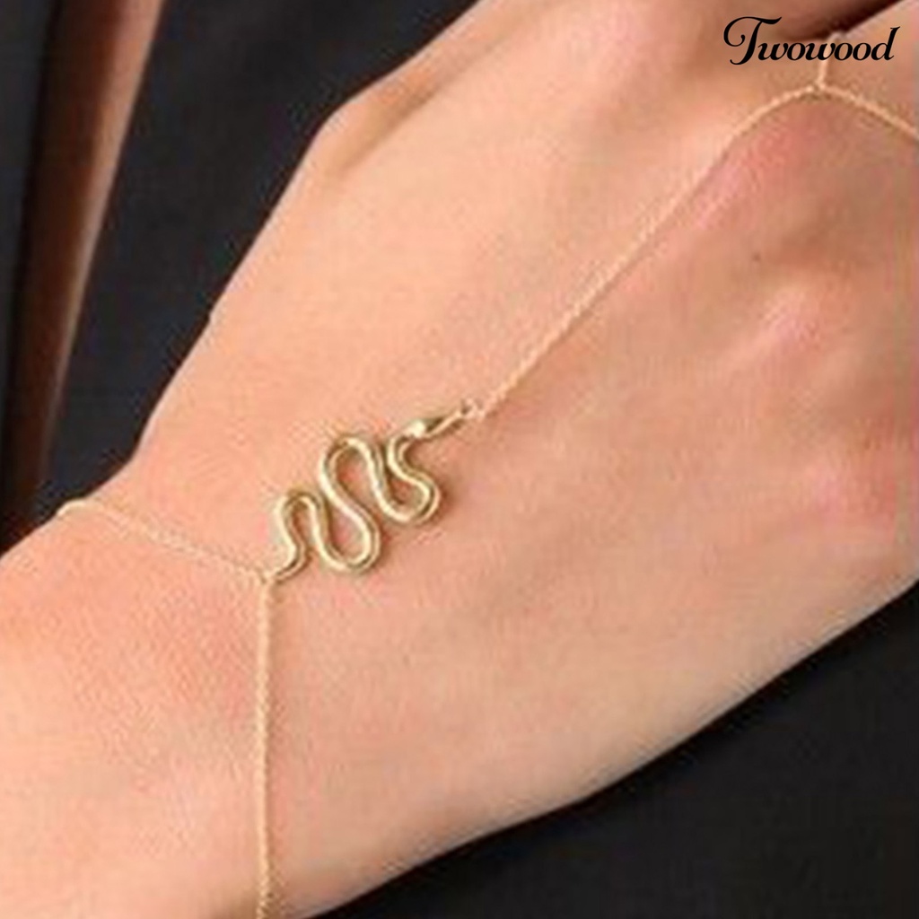 Gelang Cincin Adjustable Desain Ular Bahan Alloy Untuk Wanita