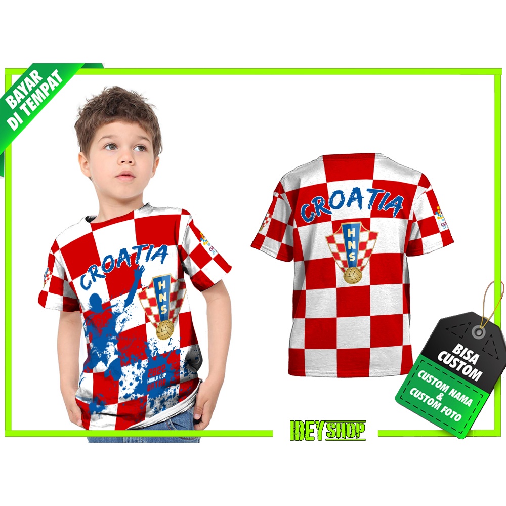Kaos PIALA DUNIA QATAR  2022 CROATIA KROASIA Anak Fullprint Sublime
