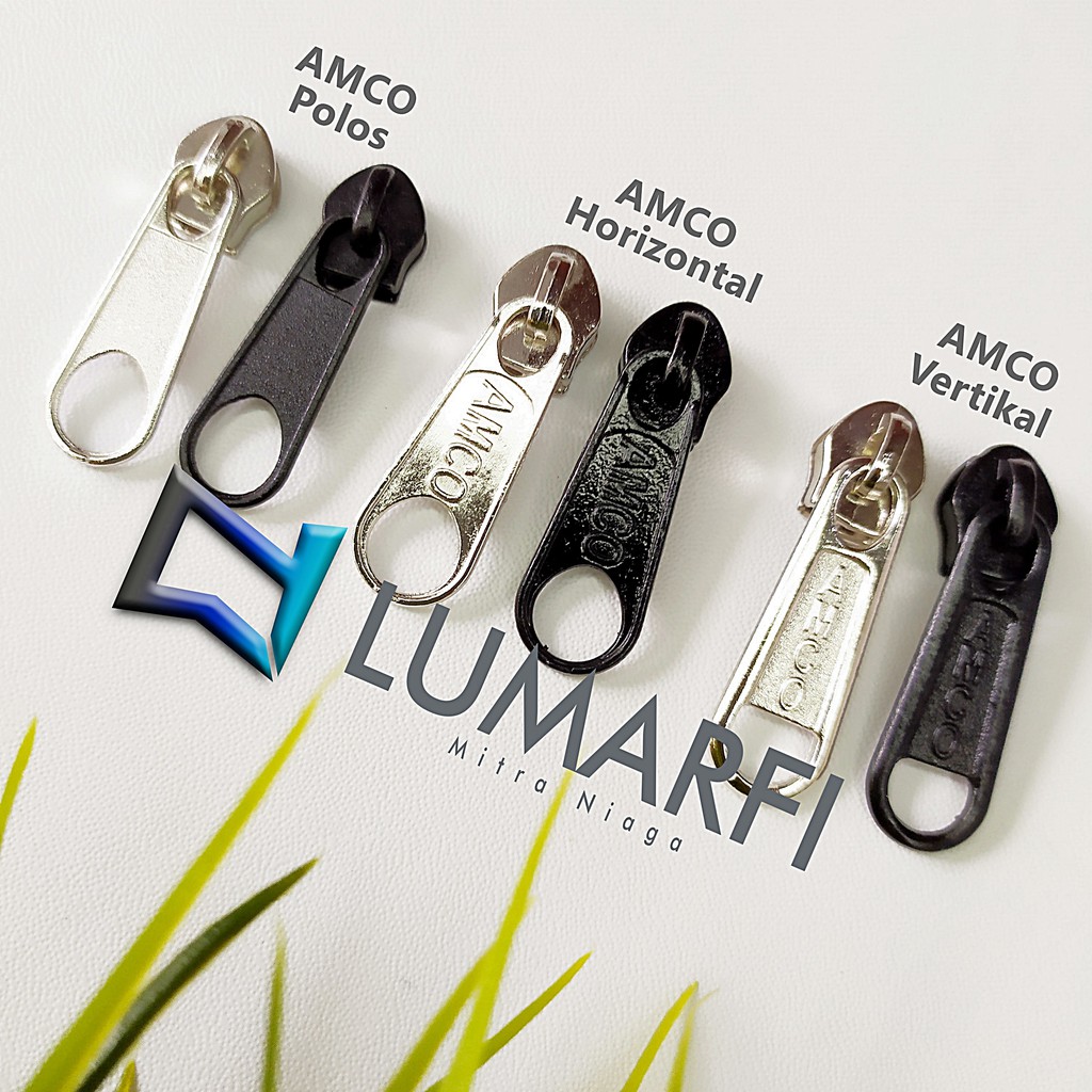 Kepala Resleting no.5 Besi Nikel AMCO / Kepala Resleting Coil/Nylon no.5 Besi Emboss AMCO dan AMCO P