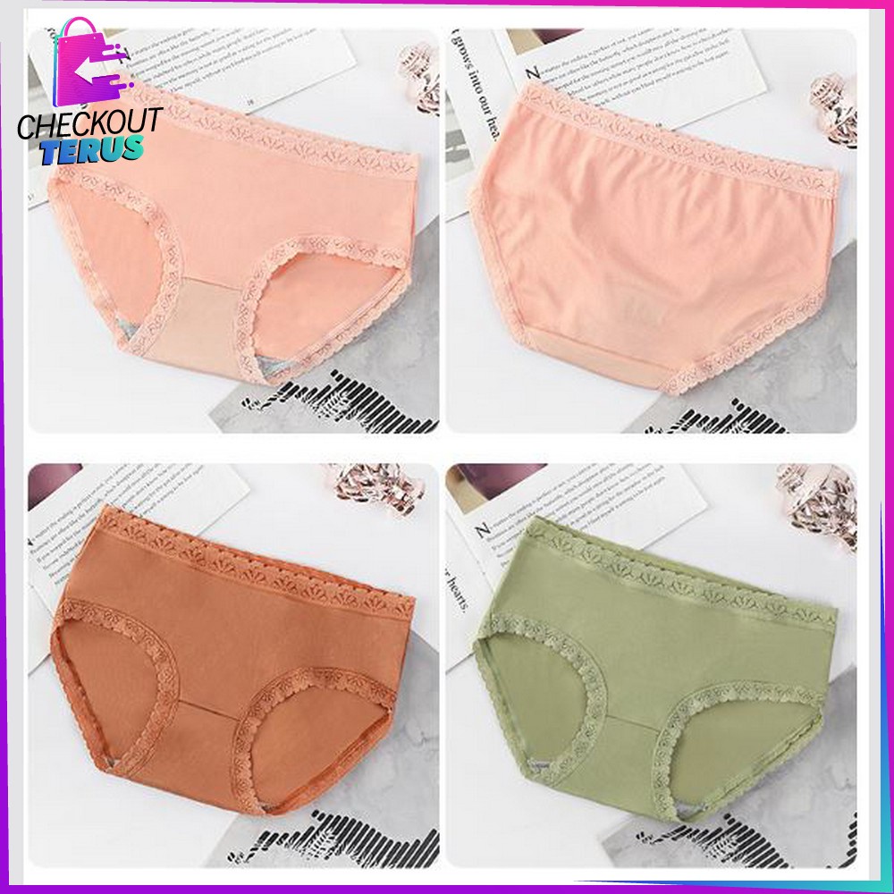 CT P128 Celana Dalam Wanita Renda Motif Polos Underwear CD Wanita Anti Nyeplak CD Warna Warni Polos Impor