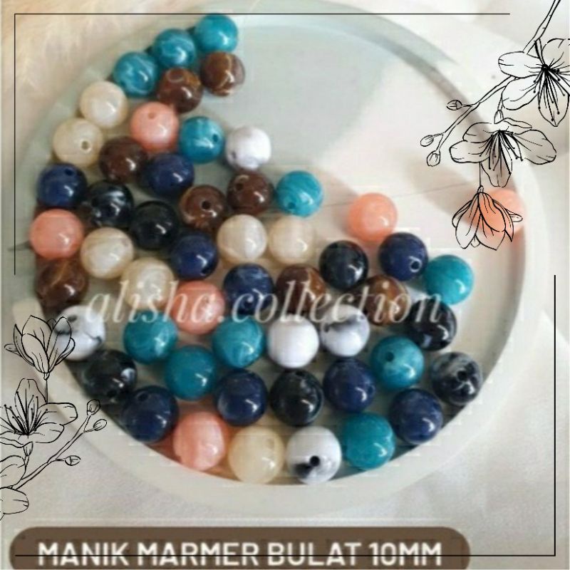 Manik Marmer Bulat 10mm | Mote Marmer Bulat 10mm